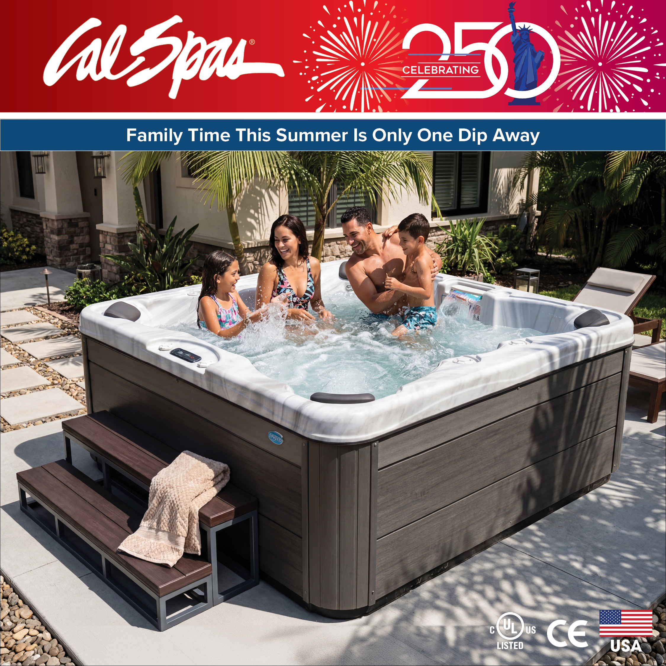 Calspas hot tub being used in a family setting - Paloalto